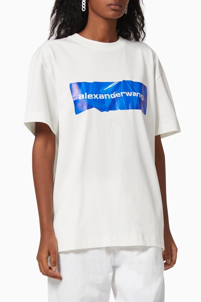 

Crumpled Logo T-shirt in Jersey, White