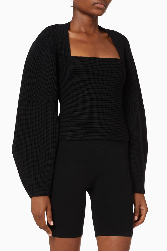 

Integral Shrug Pullover in Rib Knit, Black