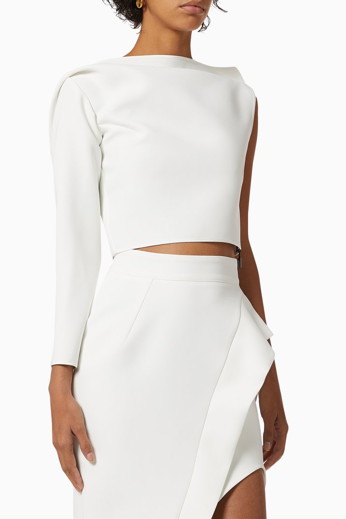 

One Shoulder Crop Top, White