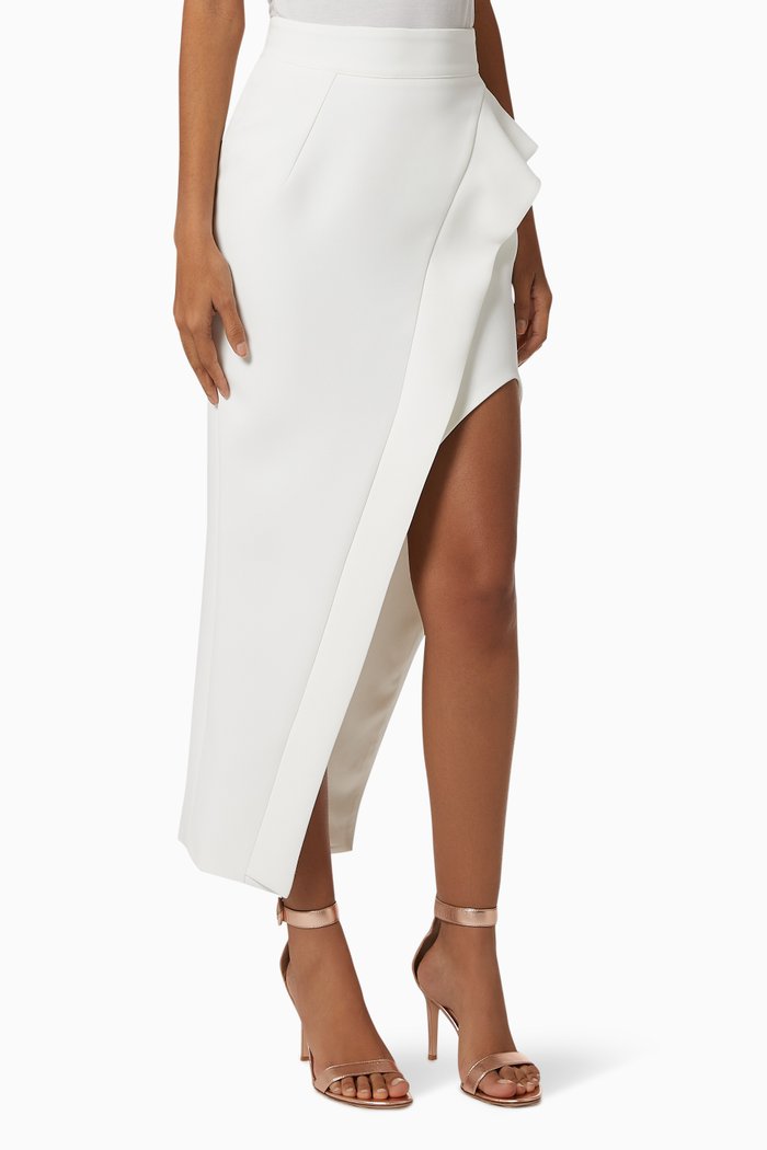 

Asymmetric Frill Skirt, White