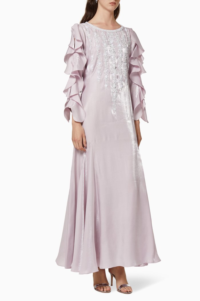 

Ruffled-Sleeved Jalabiya, Purple