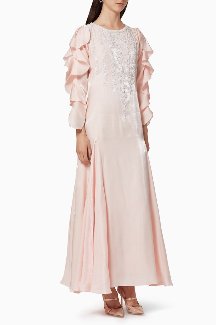 

Ruffle-Sleeved Jalabiya, Pink