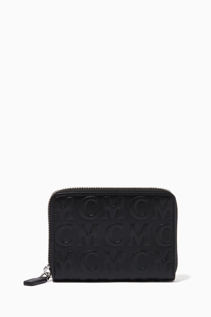 

Mini Zip Around Wallet in MCM Monogram Leather, Black