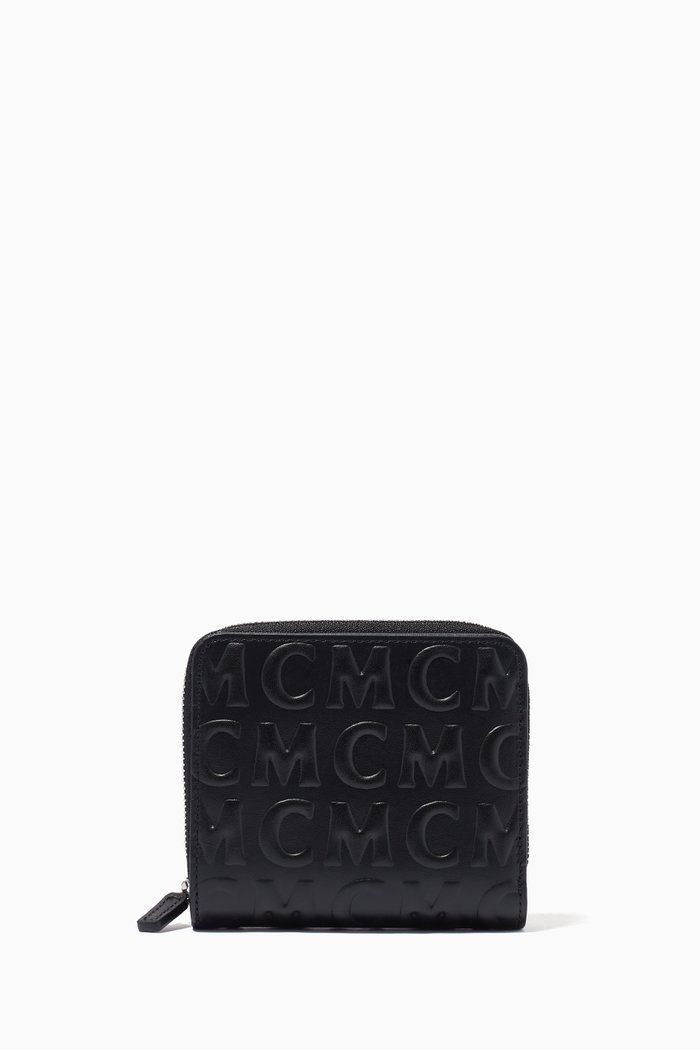 

Mini Zip Wallet in MCM Monogram Leather, Black
