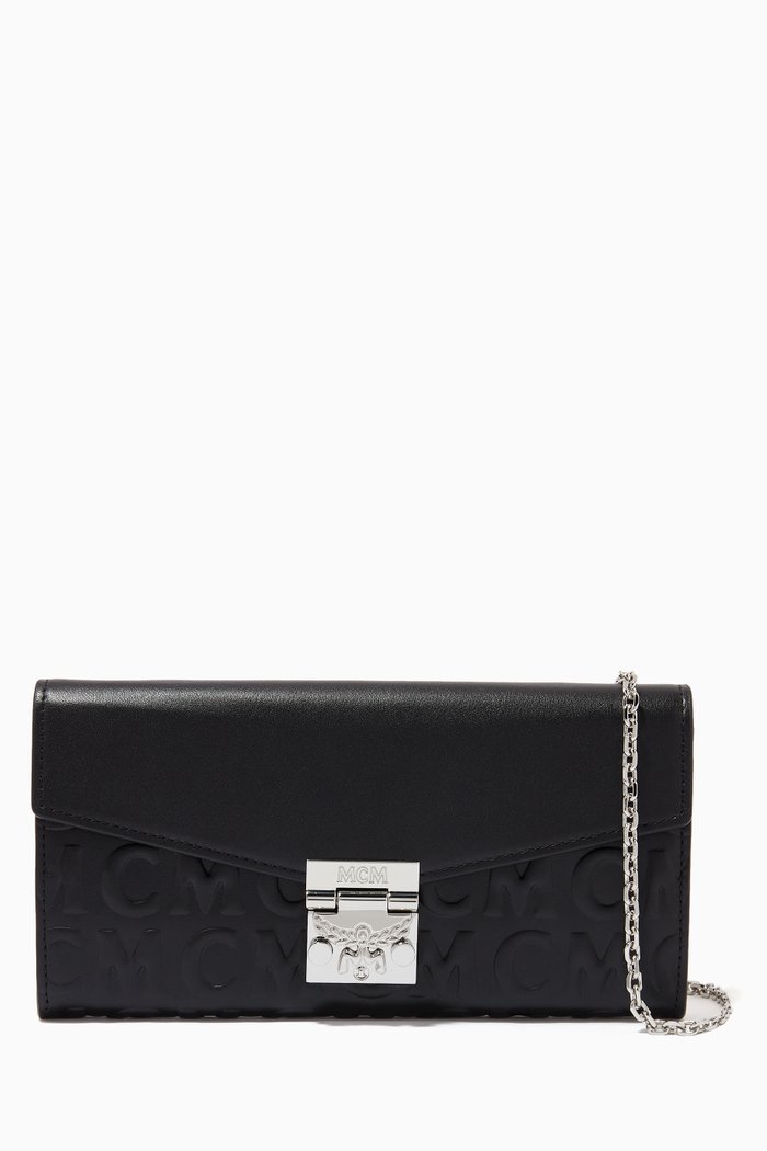 Large Patricia Crossbody Wallet in MCM Monogram Leather, Black