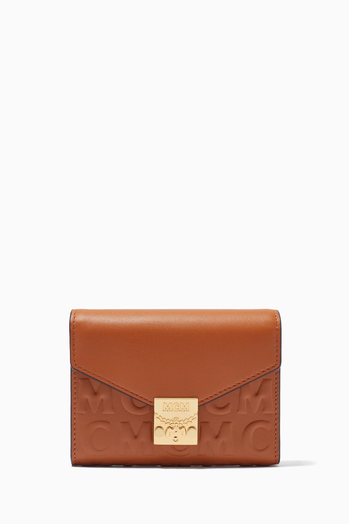 Patricia Trifold Wallet in MCM Monogram Leather, Brown