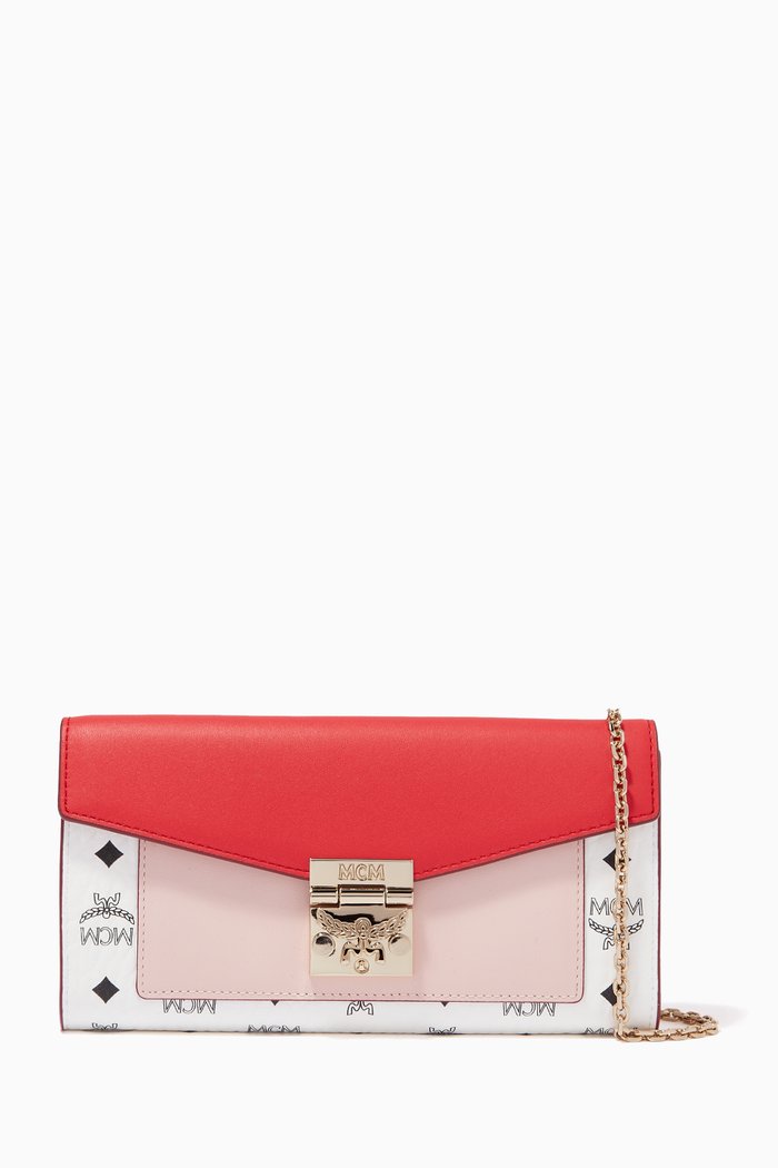 

Large Patricia Crossbody Wallet in Visetos Leather Block, Red