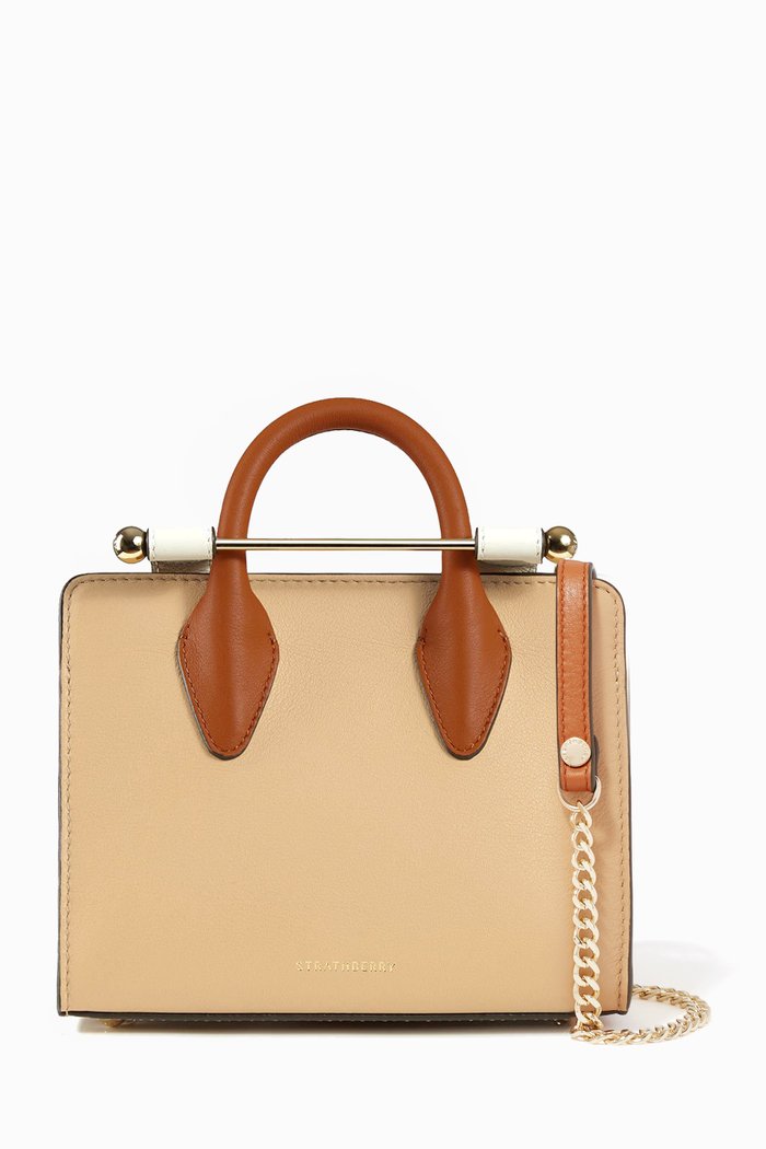 

Nano Tote Bag in Leather, Neutral