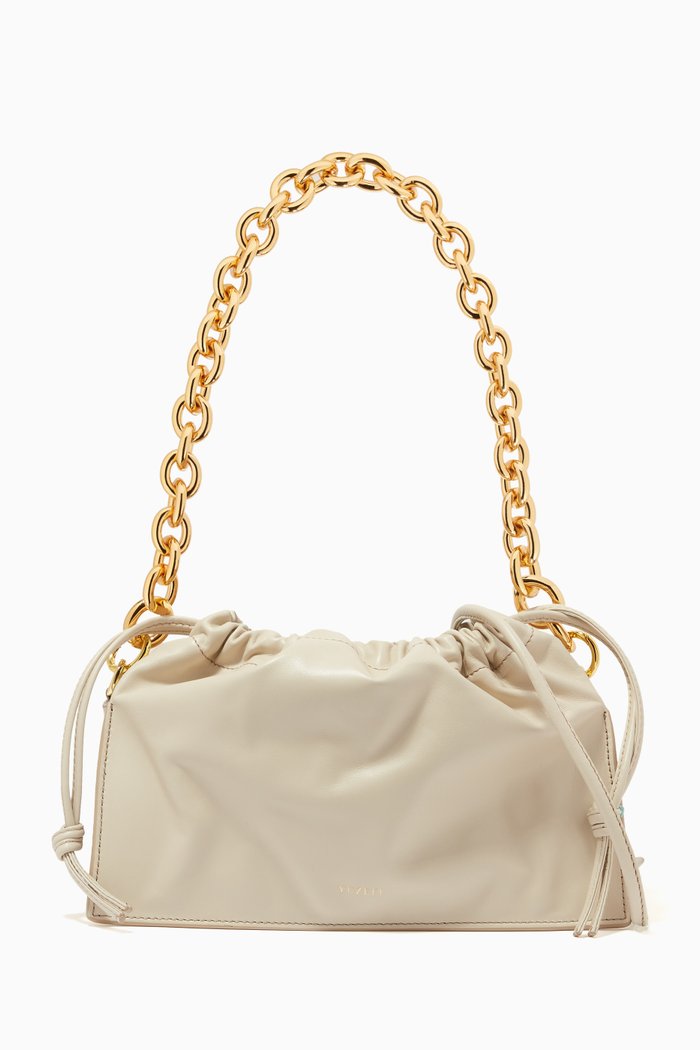 

Bom Shoulder Bag with Chain Handle in Leather, White
