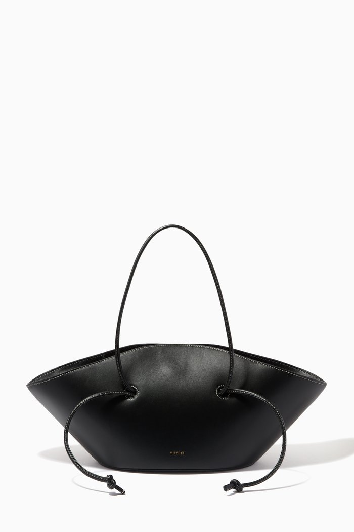 

Cannoli Tote Bag in Leather, Black