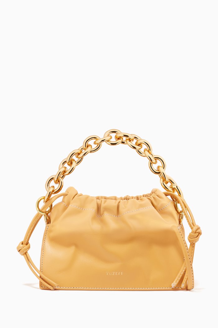 

Mini Bom Bag with Chain Handle in Leather, Neutral