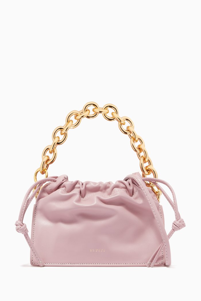 

Mini Bom Bag with Chain Handle in Leather, Purple