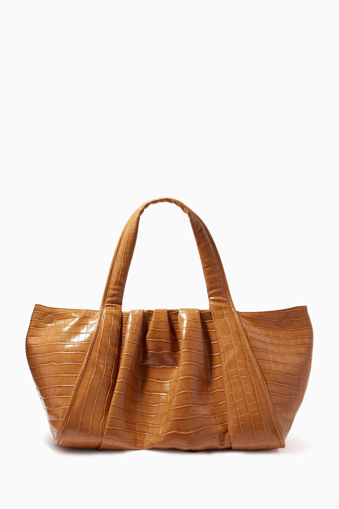 

Irida Tote Bag in Croc Vegan Leather, Brown