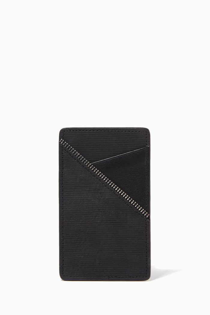 Small Zipper Wallet in Leather, Black