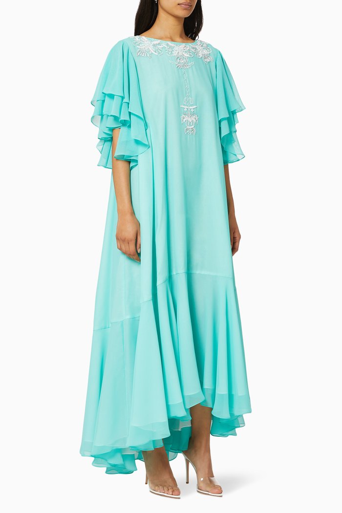 

Sand Breeze Ruffle Satin Dress, Green
