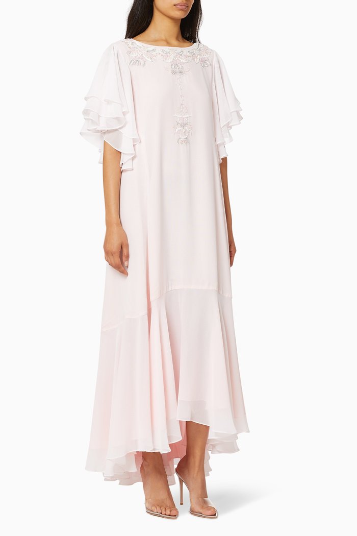 

Sand Breeze Ruffle Satin Dress, Pink