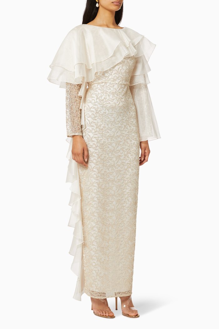 

Organza Ruffles Dress, Neutral