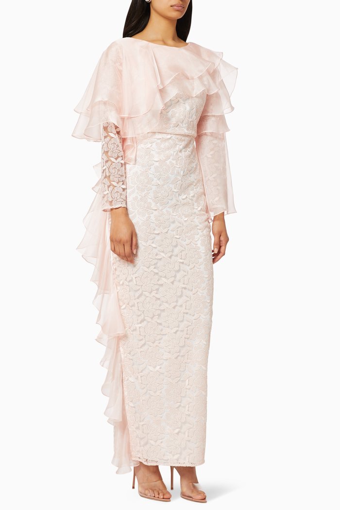 

Organza Ruffles Dress, Pink
