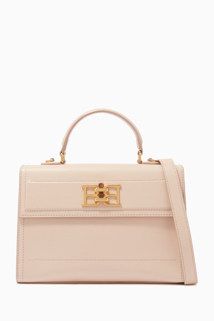 Brettie Top Handle Bag in Grained Leather, Pink