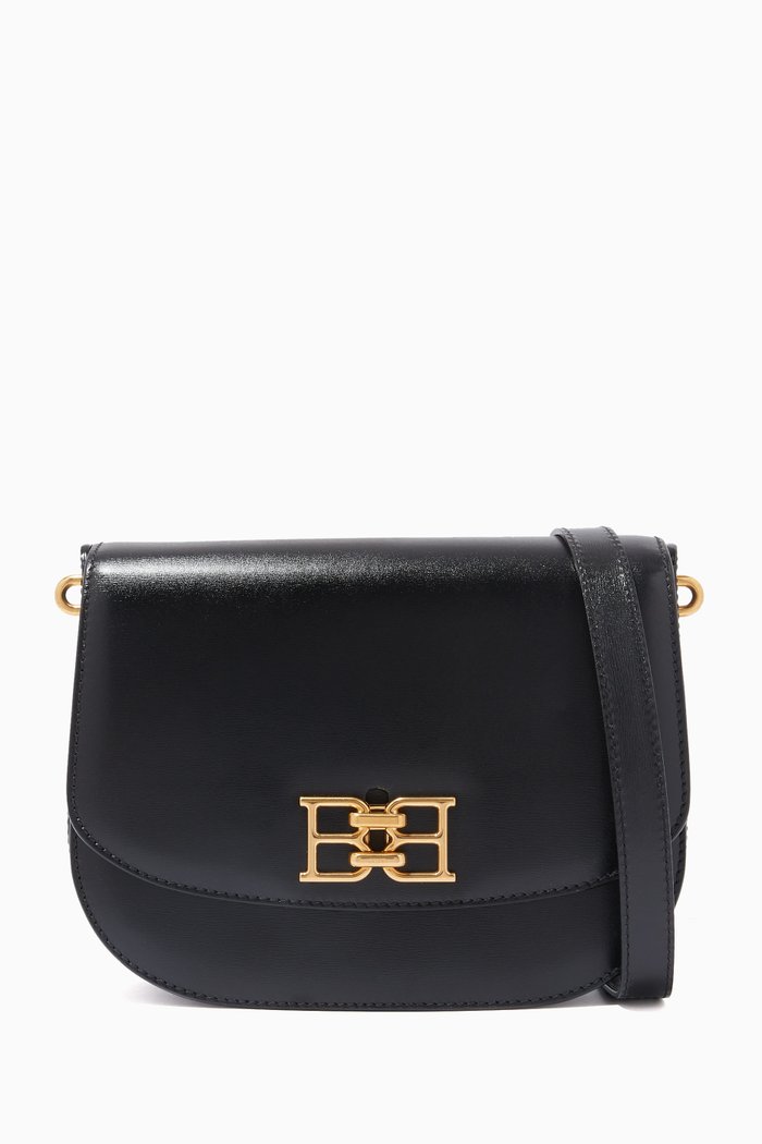 Beckie Cross-Body Bag in Leather, Black