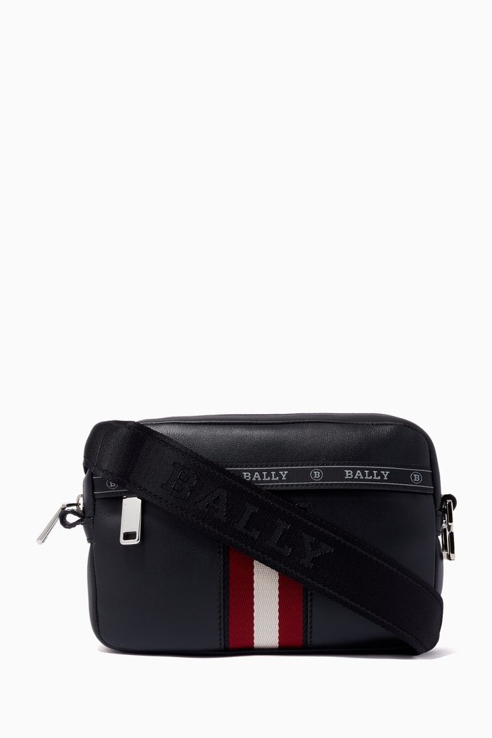 

Hal Cross-Body Bag in Leather, Black