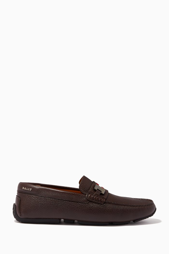 

Paipel Driver Shoes in Grained Leather, Brown
