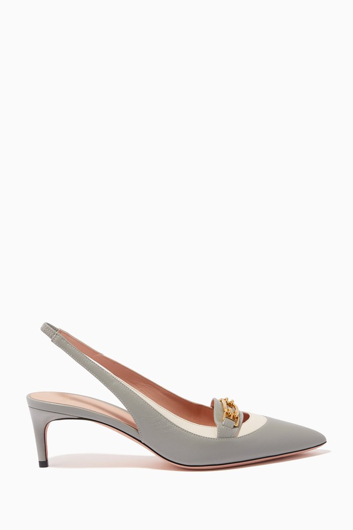 

Dianet 55 Slingback Pumps in Leather, Grey