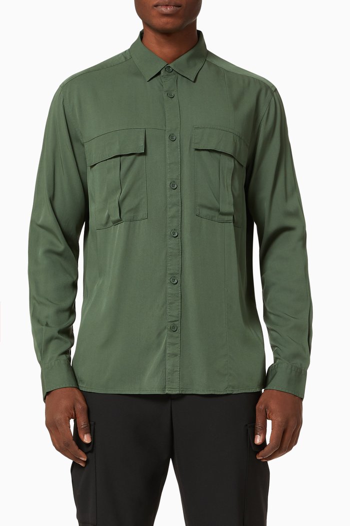

Sebastian Utility Shirt in Cotton, Green