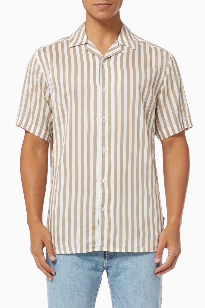 

Wayne Striped Slim Fit Shirt in Viscose, Neutral