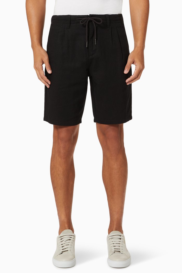

Leo Chino Shorts in Cotton Linen Blend, Black