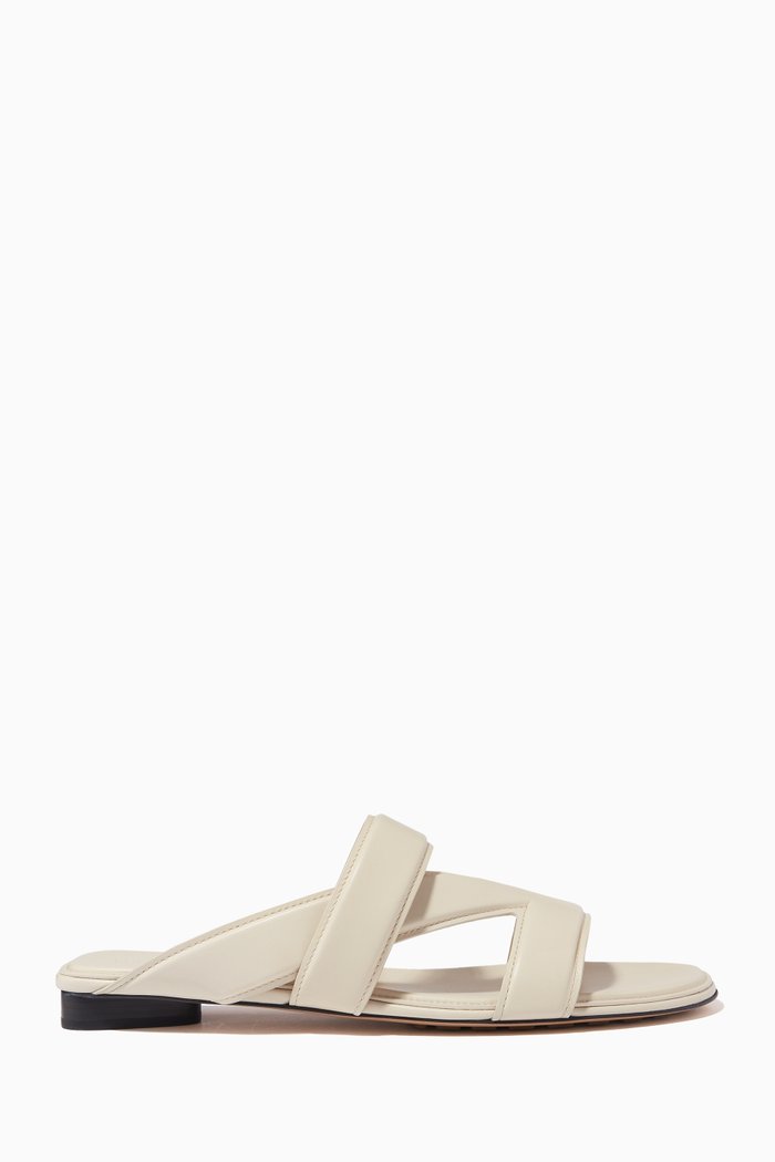 The Band Flat Sandals in Calfskin, White