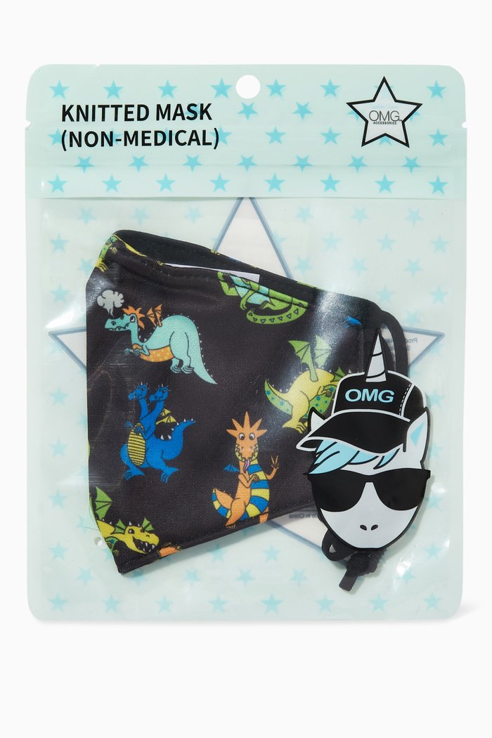 

Dino Printed Face Mask, Black