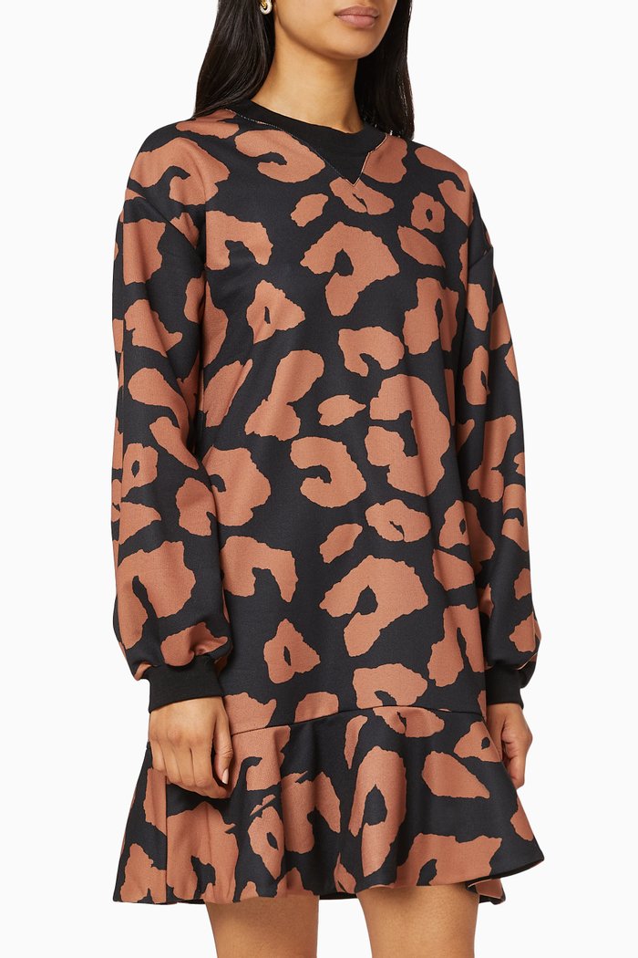 

Leopard Print Sweat Dress, Black