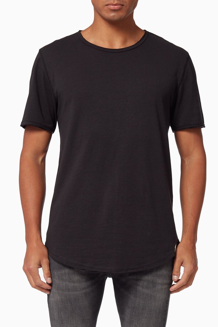 

Benne Long T-shirt in Organic Cotton-Linen Blend, Black