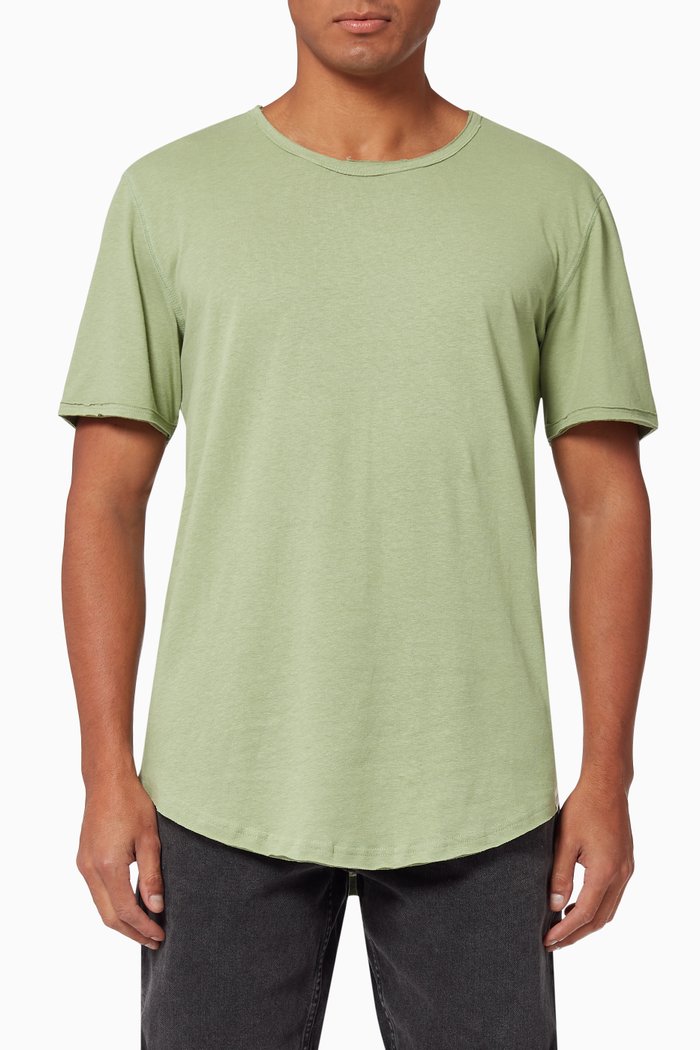 

Benne Long T-shirt in Organic Cotton-Linen Blend, Green