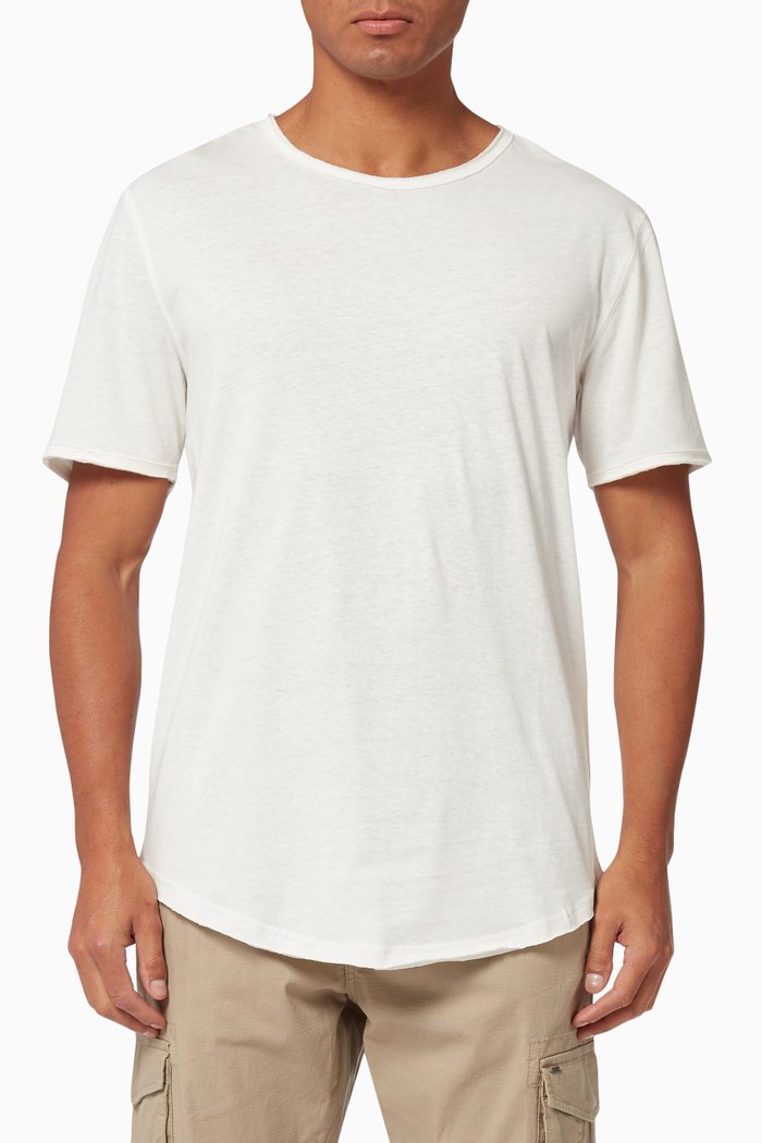 

Benne Long T-shirt in Organic Cotton-Linen Blend, White