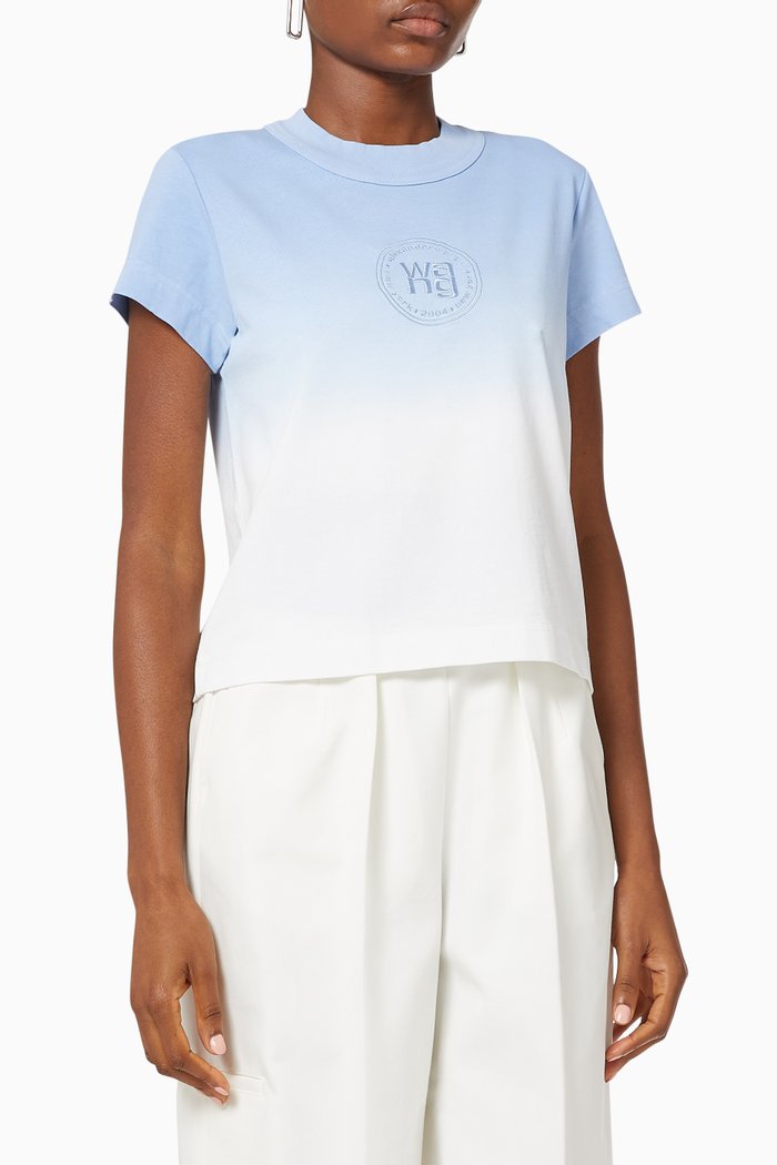 

Ombre T-shirt with Embroidered Logo, Blue