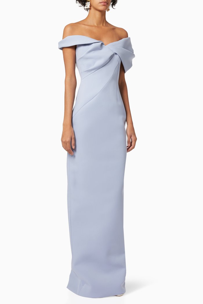 Matteo Off-Shoulder Gown, Blue