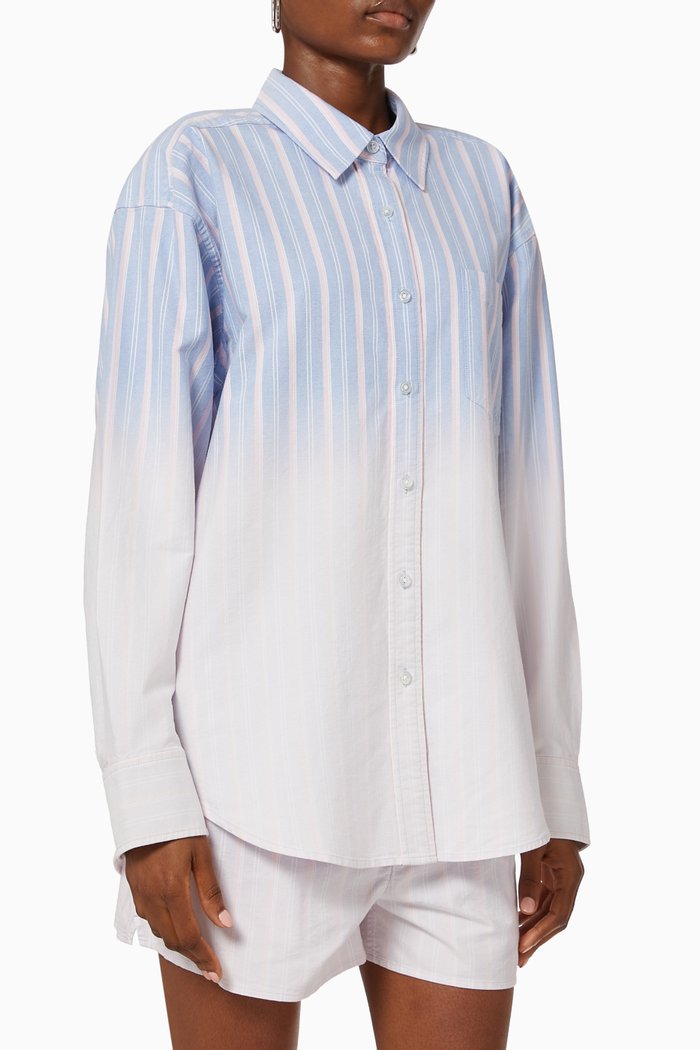 

Oxford Shirt in Ombre Striped Cotton, Blue
