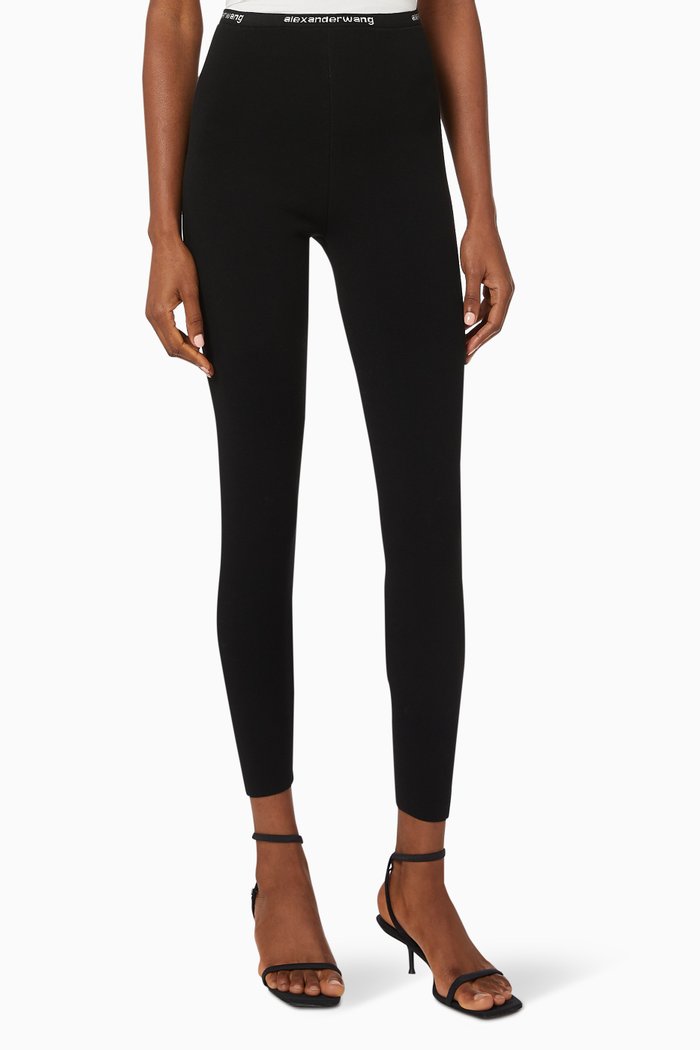

Bodycon Leggings with Jacquard Logo, Black