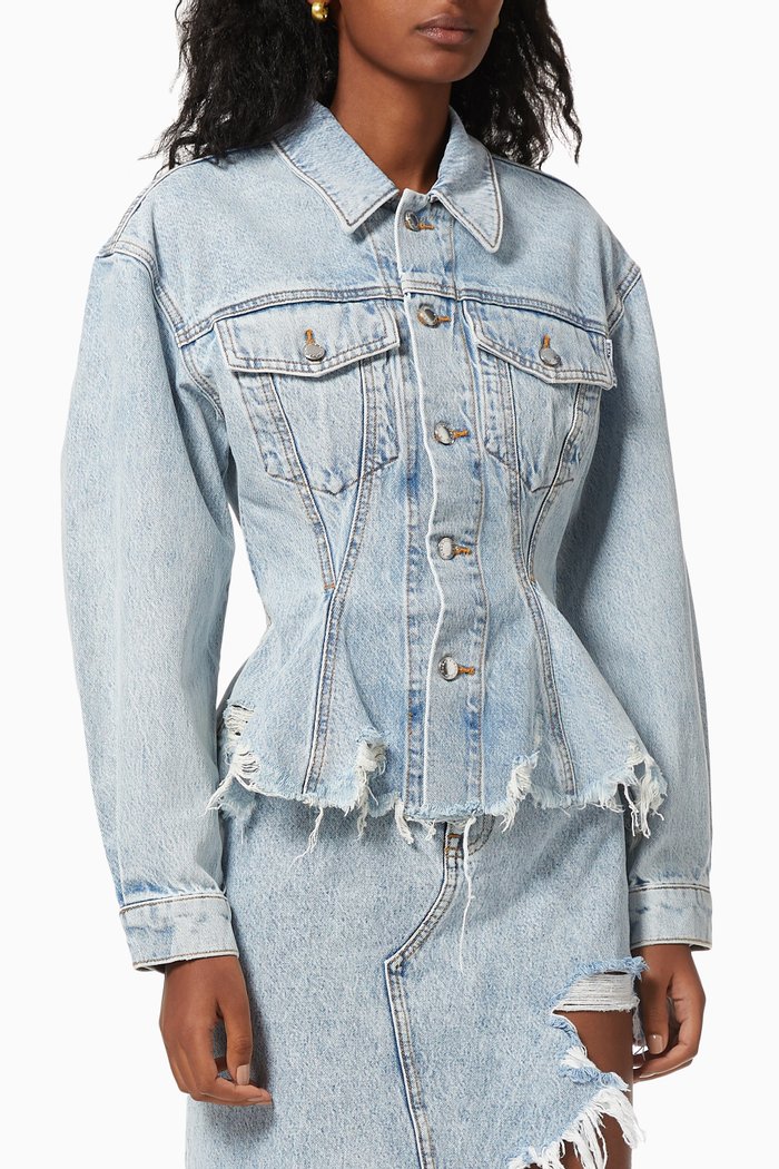 

Sculpted Trucker Jacket in Denim, Blue