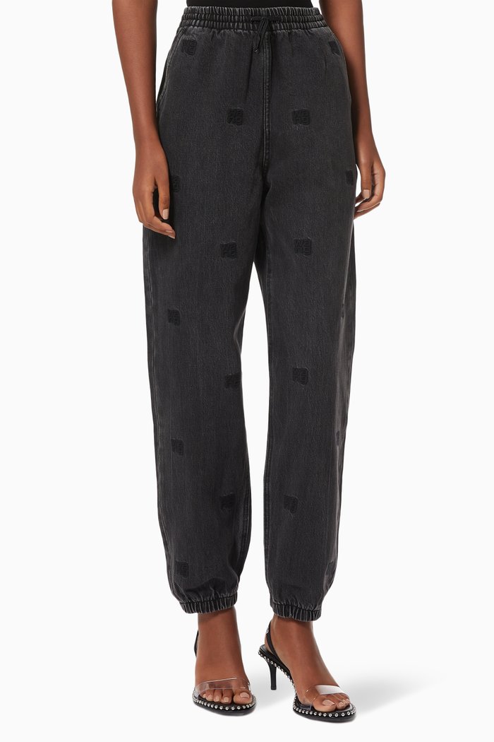

Jersey Joggers with Embroidered Logo, Grey