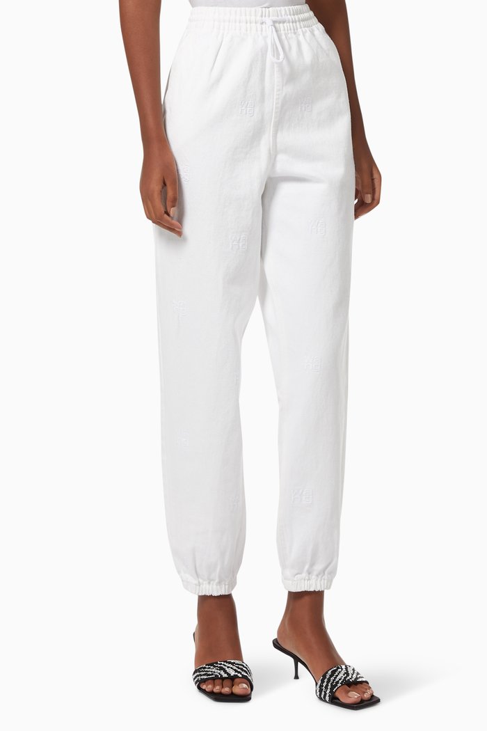 

Jersey Joggers with Embroidered Logo, White