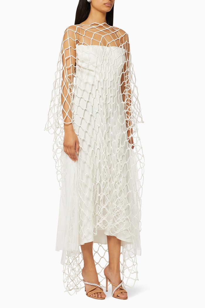 Des Mots Knitted Midi Dress, White