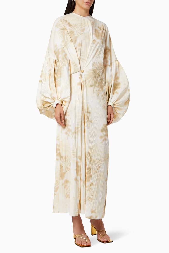 

Parfum Epice Printed Plisse Midi Dress, Neutral