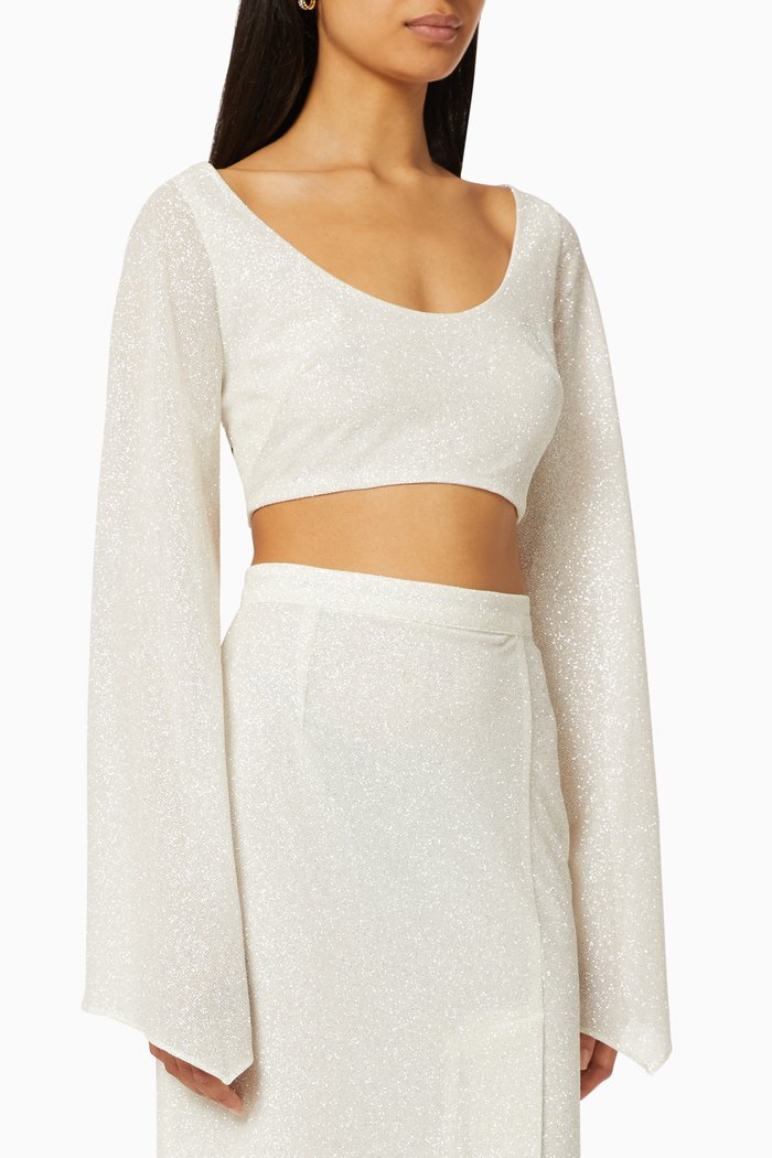 

Une Femme Glitter Crop Top, White