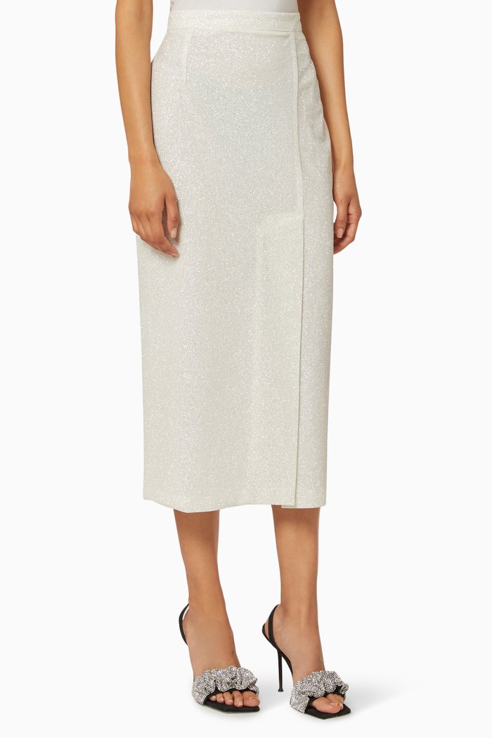 

Une Femme Glitter Below Knee Skirt, White