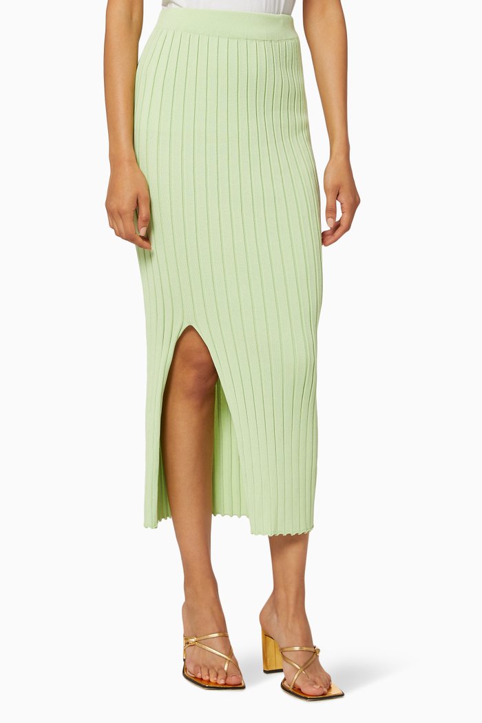

Turtle Bay Viscose Knit Slit Skirt, Green