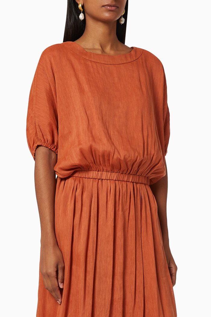 

Wanderess Linen Viscose Cropped Top, Brown