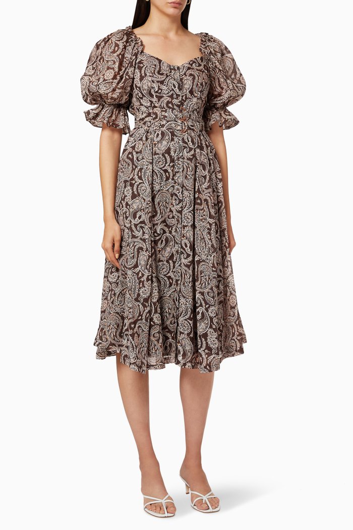 

Prairie Ramie Midi Dress, Brown